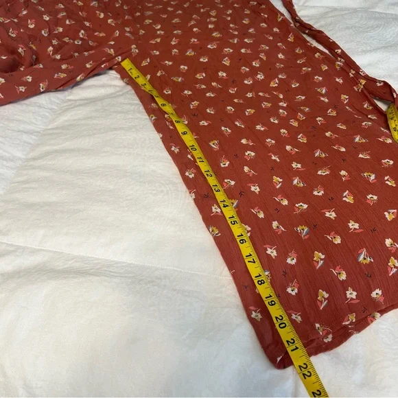 Billabong Size Large Shake It Again Orange Floral Wide Leg Belted Jumpsuit - Picture 13 of 13